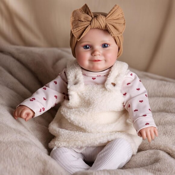 🆕17inch Soft Cloth Body Newborn Baby Poseable Limbs Brown Baby Doll Girl - Picture 1 of 8